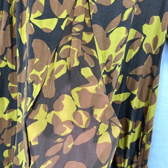 LOGO by Lori Goldstein Tunic Blouse Womens Size S Yellow Brown Ruffle Hem - Picture 8 of 11